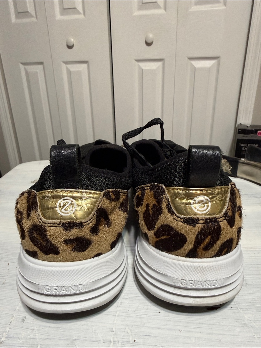 Cole Haan Womens Grandsport Leopard Lace Up Sneakers Shoes size 9 - Picture 7 of 15